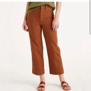 Quince Stretch Cotton Twill Wide-Leg Crop Pant Rust Brown High Rise Size 31 NEW